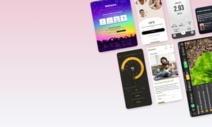 mockups of mobile apps as a concept of product and UX design