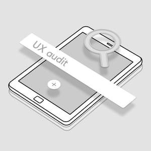 grayscale image of a smartphone and a search bar, as a concept of conducting a ux audit 