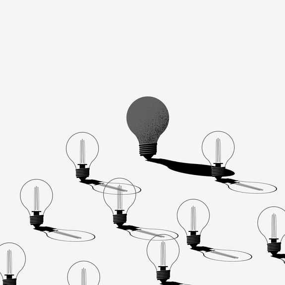 vectorial image of bulbs, as a concept of Organizational Models for Managing Product Innovation
